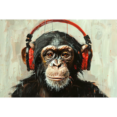 Monkey Wearing Headphones Painting